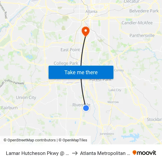 Lamar Hutcheson Pkwy @ Valley Hill Rd SW to Atlanta Metropolitan State College map