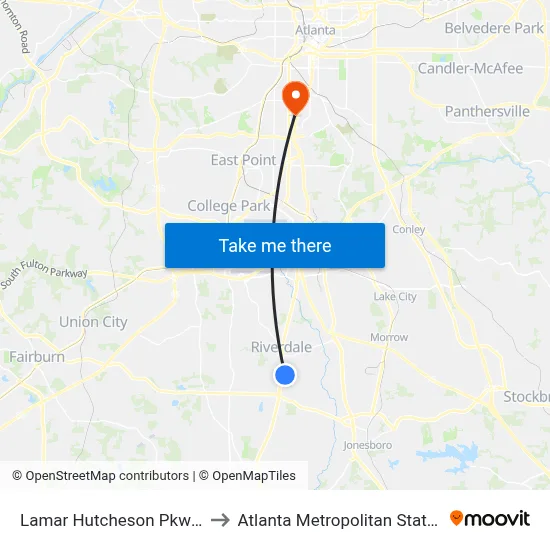 Lamar Hutcheson Pkwy @ 618 to Atlanta Metropolitan State College map