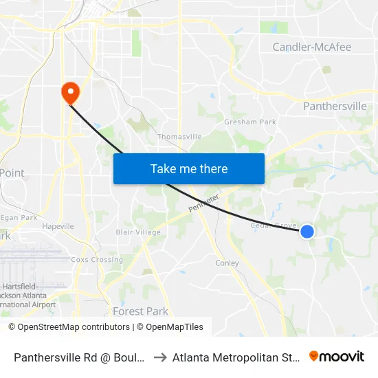 Panthersville Rd @ Bouldercrest Rd to Atlanta Metropolitan State College map