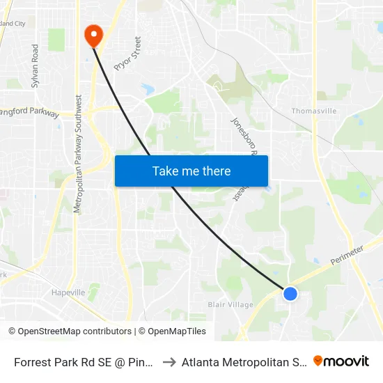 Forrest Park Rd SE @ Pine Forest Dr SE to Atlanta Metropolitan State College map