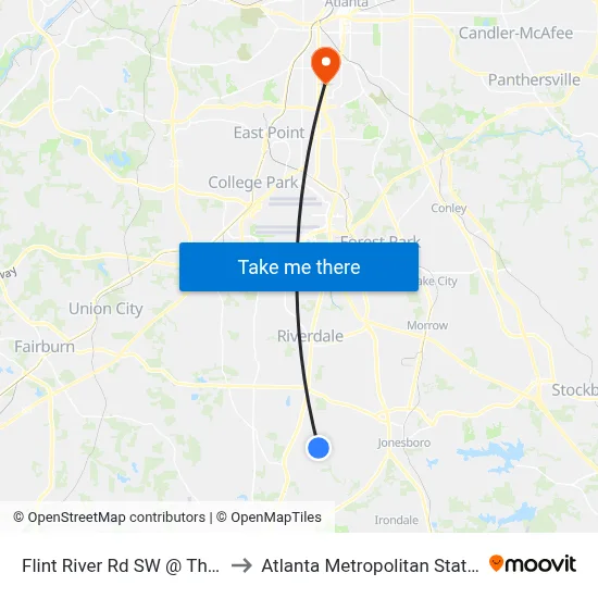 Flint River Rd SW @ Thomas Rd to Atlanta Metropolitan State College map