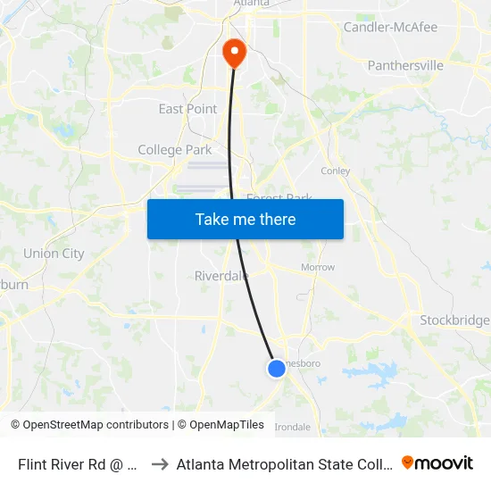 Flint River Rd @ 681 to Atlanta Metropolitan State College map