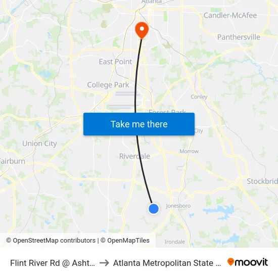 Flint River Rd @ Ashton Rd to Atlanta Metropolitan State College map