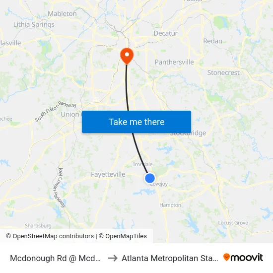 Mcdonough Rd @ Mcdonough Ct to Atlanta Metropolitan State College map