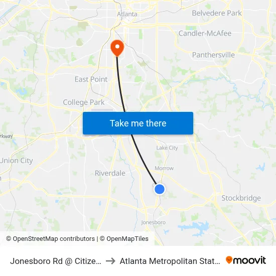 Jonesboro Rd @ Citizens Pkwy to Atlanta Metropolitan State College map