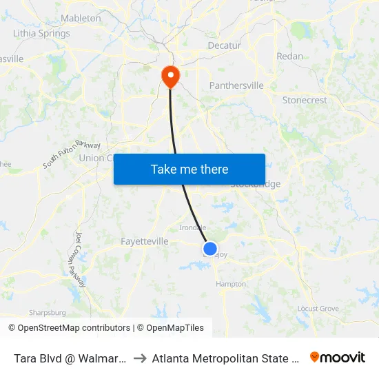 Tara Blvd @ Walmart Way to Atlanta Metropolitan State College map