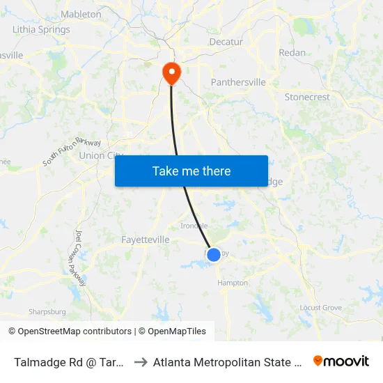 Talmadge Rd @ Tara Blvd to Atlanta Metropolitan State College map