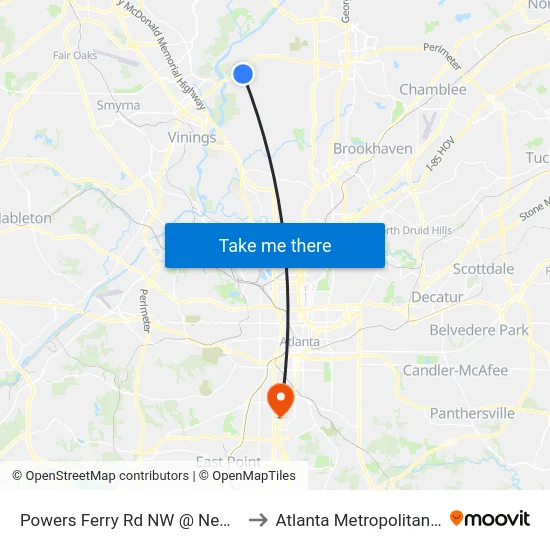 Powers Ferry Rd NW @ New Northside Dr NW to Atlanta Metropolitan State College map