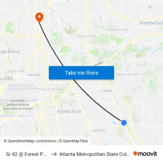 Sr 42 @ Forest Pkwy to Atlanta Metropolitan State College map