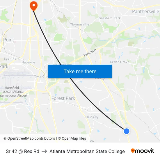 Sr 42 @ Rex Rd to Atlanta Metropolitan State College map