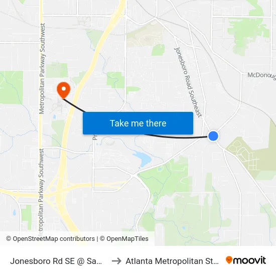Jonesboro Rd SE @ Sawtell Ave SE to Atlanta Metropolitan State College map