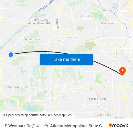S Westpark Dr @ 4125 to Atlanta Metropolitan State College map