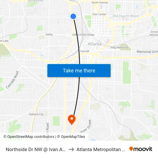 Northside Dr NW @ Ivan Allen Jr Blvd NW to Atlanta Metropolitan State College map