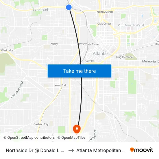 Northside Dr @ Donald L Hollowell Pkwy to Atlanta Metropolitan State College map