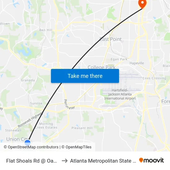 Flat Shoals Rd @ Oakley Rd to Atlanta Metropolitan State College map
