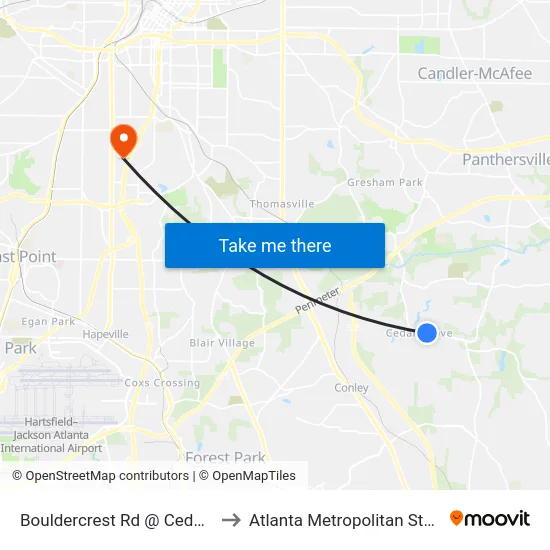Bouldercrest Rd @ Cedar Valley Ln to Atlanta Metropolitan State College map