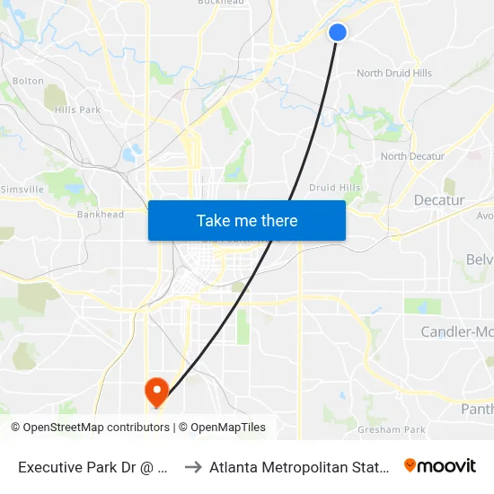 Executive Park Dr @ Ortho Ln to Atlanta Metropolitan State College map