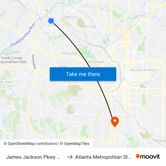 James Jackson Pkwy @ Bolton Rd to Atlanta Metropolitan State College map