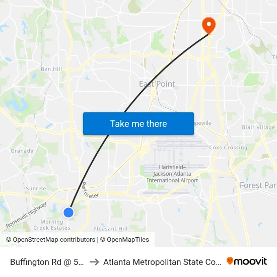 Buffington Rd @ 5355 to Atlanta Metropolitan State College map