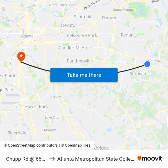 Chupp Rd @ 6698 to Atlanta Metropolitan State College map