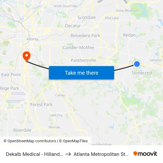 Dekalb Medical - Hillandale (5900) to Atlanta Metropolitan State College map