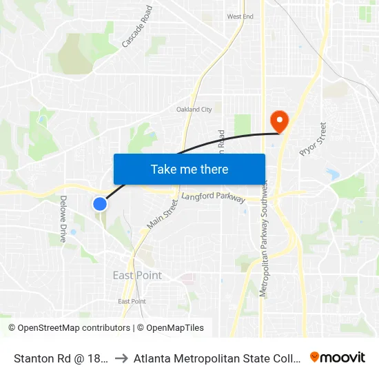 Stanton Rd @ 1847 to Atlanta Metropolitan State College map