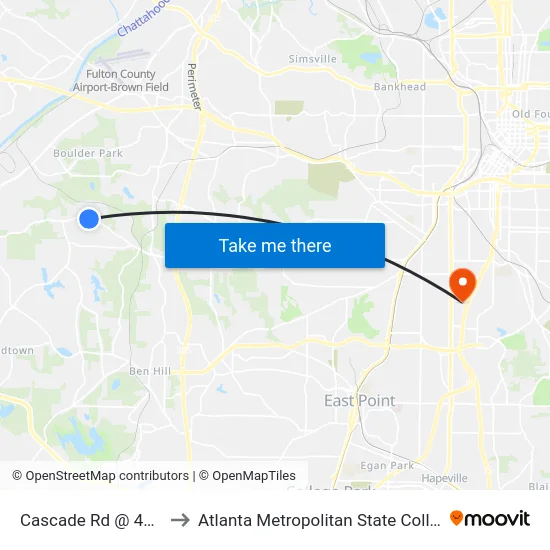 Cascade Rd @ 4375 to Atlanta Metropolitan State College map