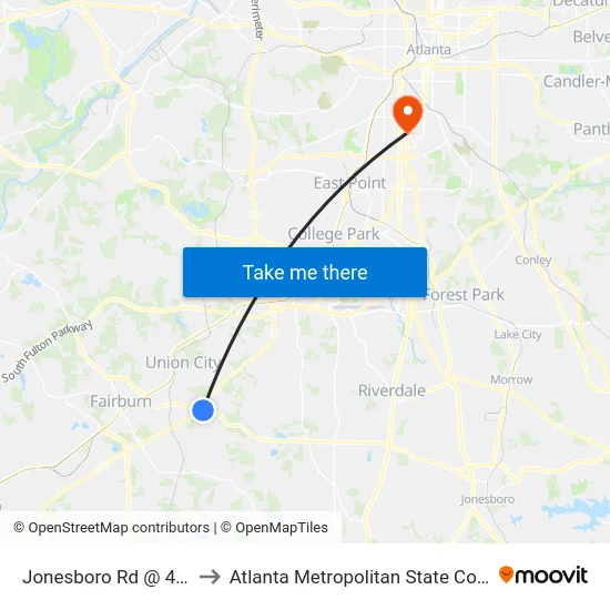 Jonesboro Rd @ 4330 to Atlanta Metropolitan State College map