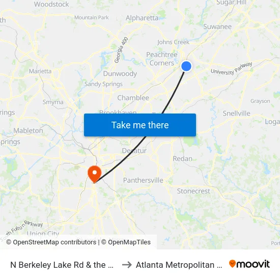 N Berkeley Lake Rd & the Estates Apts Ob to Atlanta Metropolitan State College map