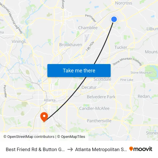Best Friend Rd & Button Gwinnett Dr Ob to Atlanta Metropolitan State College map