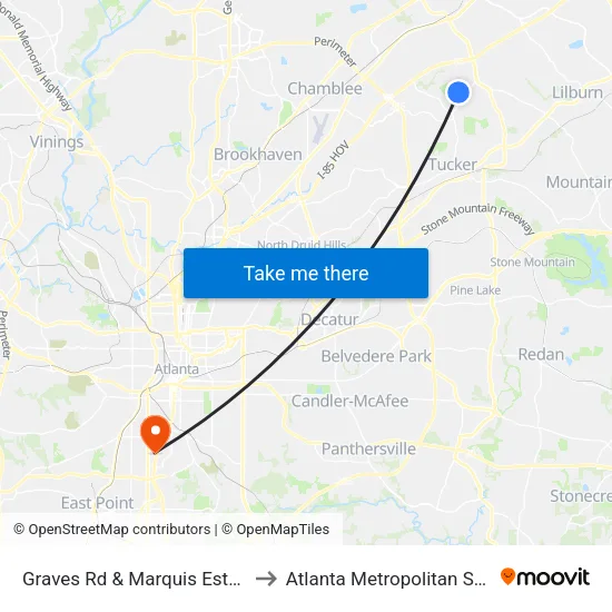 Graves Rd & Marquis Estates Apts Ob to Atlanta Metropolitan State College map