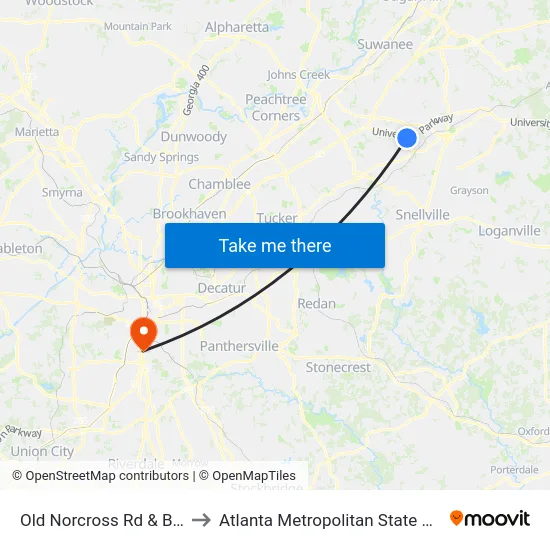 Old Norcross Rd & Bridge to Atlanta Metropolitan State College map