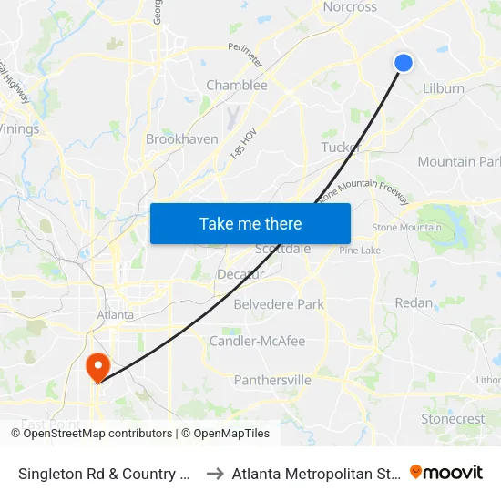 Singleton Rd & Country Downs Dr Ob to Atlanta Metropolitan State College map