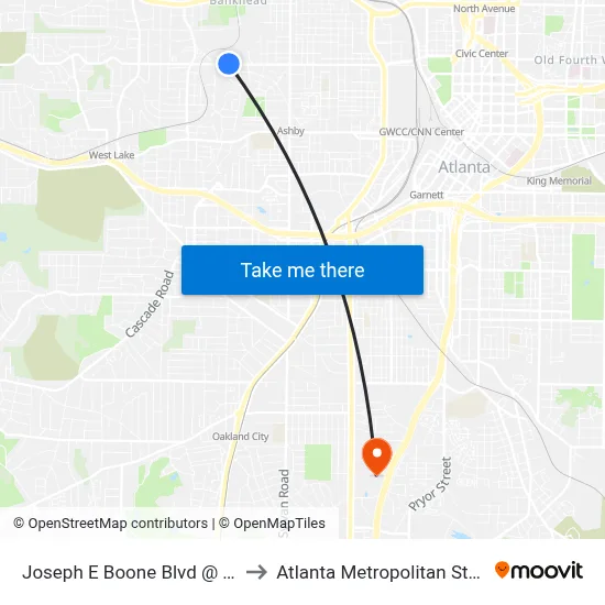Joseph E Boone Blvd @ Troy St NW to Atlanta Metropolitan State College map
