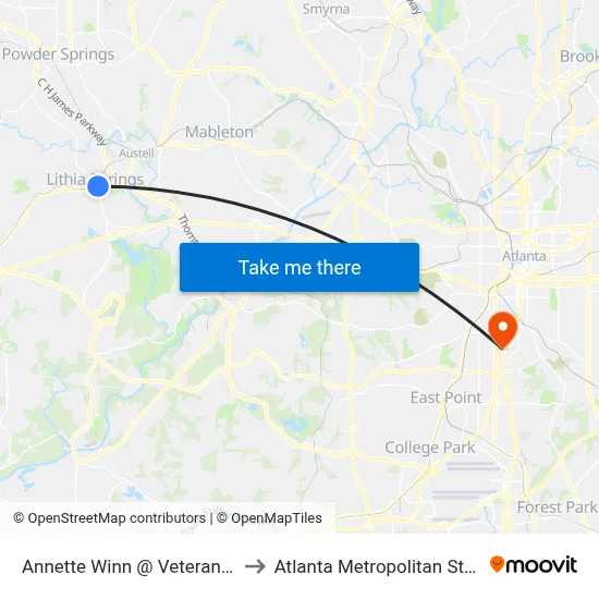 Annette Winn @ Veterans Memorial to Atlanta Metropolitan State College map
