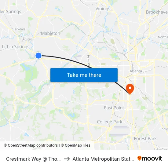 Crestmark Way @ Thornton Rd to Atlanta Metropolitan State College map