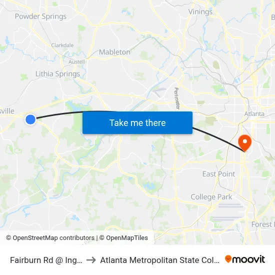 Fairburn Rd @ Ingles to Atlanta Metropolitan State College map