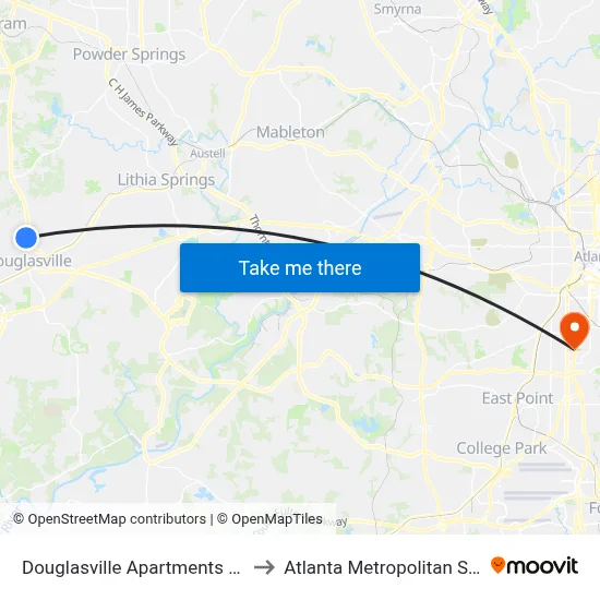 Douglasville Apartments @ Dallas Hwy to Atlanta Metropolitan State College map