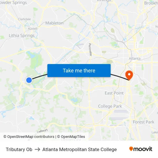 Tributary Ob to Atlanta Metropolitan State College map