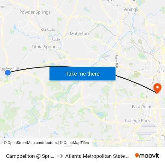 Campbellton @ Spring St to Atlanta Metropolitan State College map