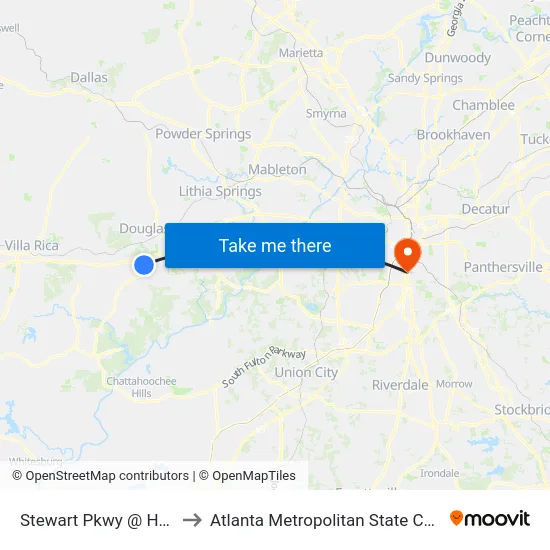 Stewart Pkwy @ Hwy 5 to Atlanta Metropolitan State College map