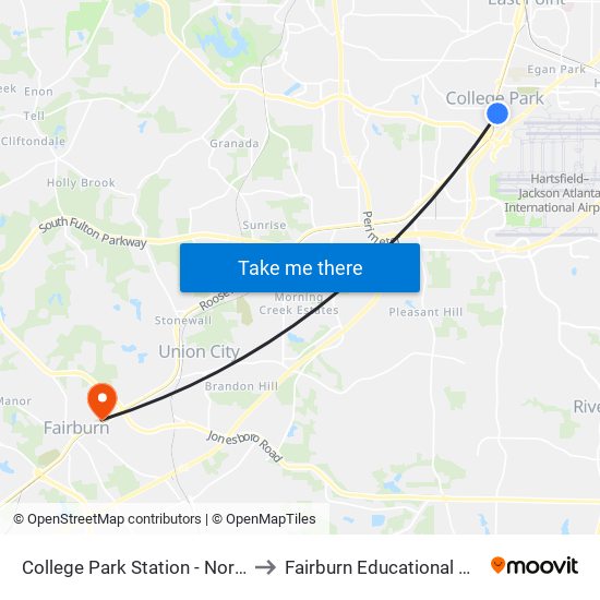 College Park Station - North Loop to Fairburn Educational Campus map