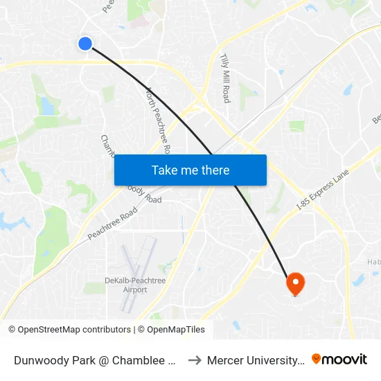 Dunwoody Park @ Chamblee Dunwoody Rd to Mercer University, Atlanta map