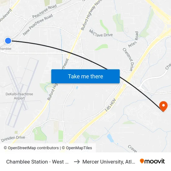 Chamblee Station - West Loop to Mercer University, Atlanta map