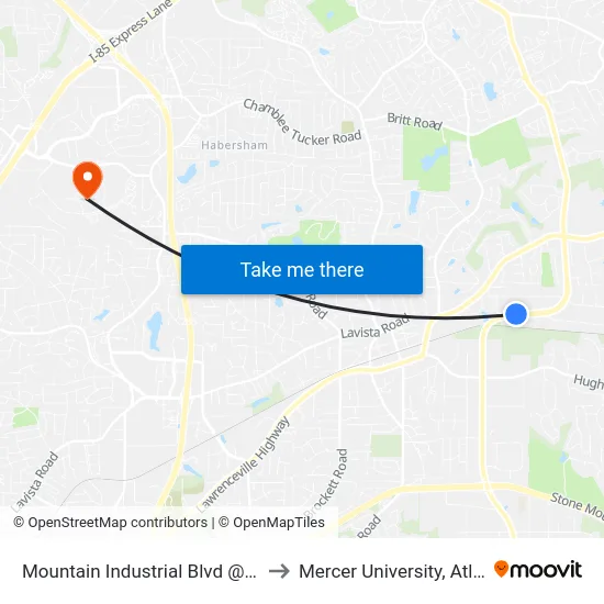 Mountain Industrial Blvd @ 2530 to Mercer University, Atlanta map