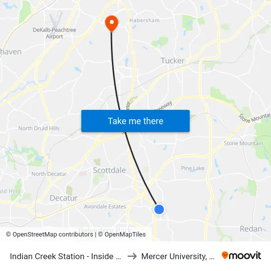 Indian Creek Station - Inside Bus Loop to Mercer University, Atlanta map