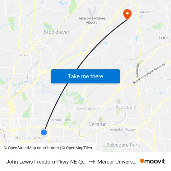 John Lewis Freedom Pkwy NE @ Carter Center Entr to Mercer University, Atlanta map