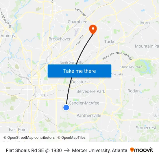 Flat Shoals Rd SE @ 1930 to Mercer University, Atlanta map