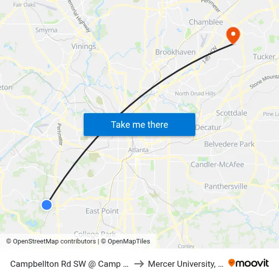 Campbellton Rd SW @ Camp Ground Rd to Mercer University, Atlanta map