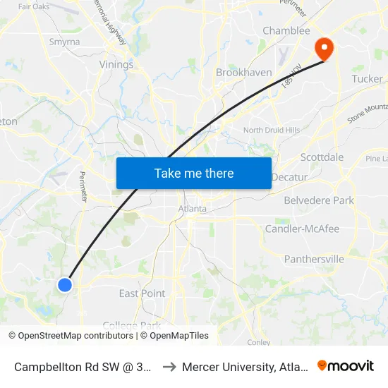 Campbellton Rd SW @ 3901 to Mercer University, Atlanta map